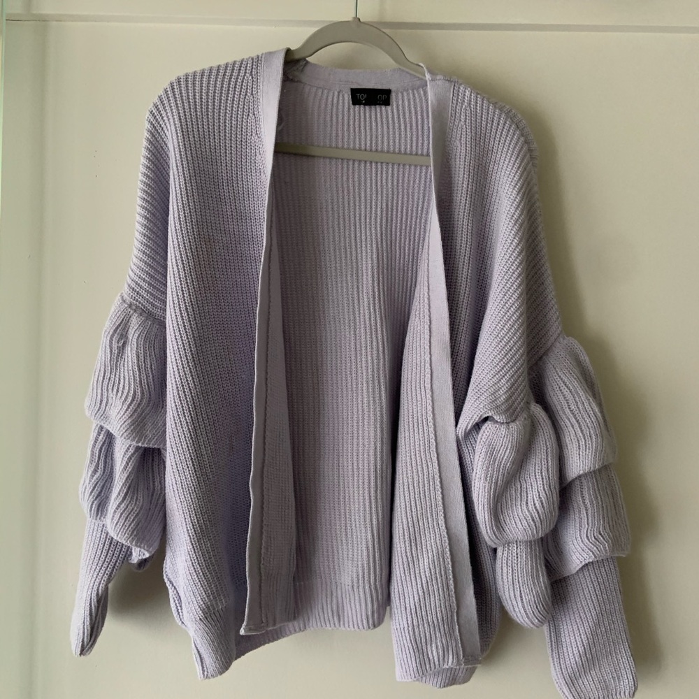 Topshop Layered Ruffle Sleeve Cardigan - Picture 6 of 7